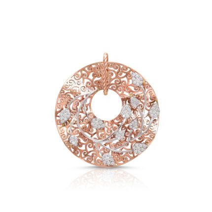 Exquisite Rose Gold Filigree Pendant with Diamond Embellishments